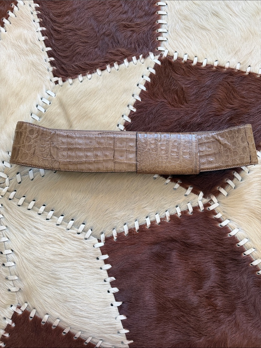 Vintage Donna Karan Leather Waist Belt in Camel Brown Size Medium